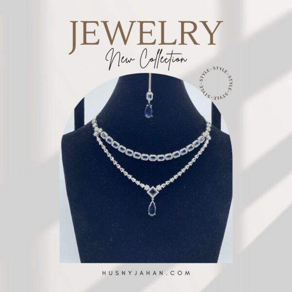 AD Blue Double Layer Necklace - Image 2
