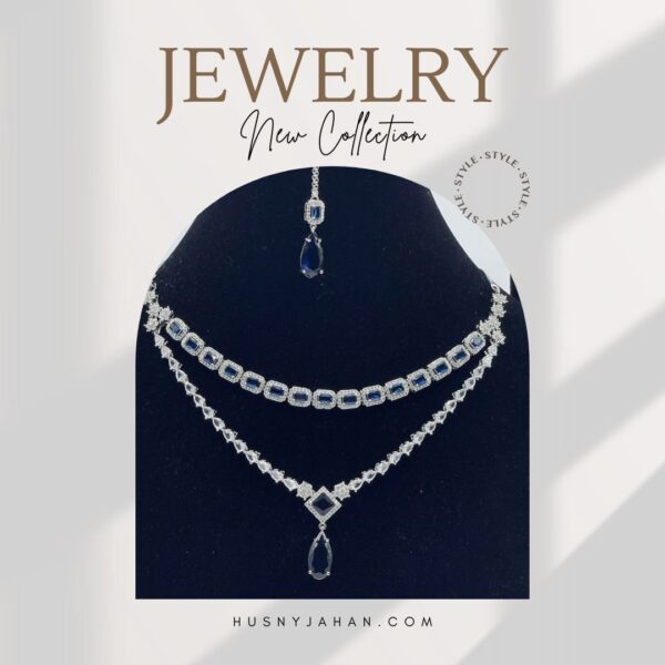 AD Blue Double Layer Necklace - Image 3